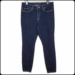 MICHAEL KORS Women's Deep Wash Blue Copper Stretchy Skinny Jeans Size: 8